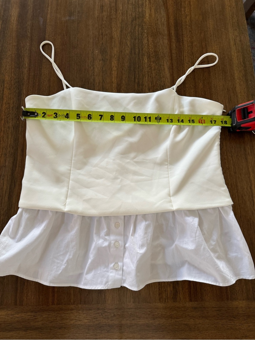 Zara Mixed Poplin Top with a structured white bustier bodice spaghetti straps - Picture 7 of 11
